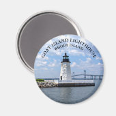 ロードアイランドラウンドマグネット、ヤートアイランドライトハウス マグネット (正面/裏面)