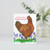 ロードアイランドレッドヘンビオレットからの挨拶 ポストカード (スタンド正面)