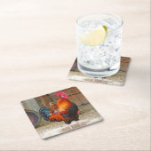 ロードアイランドレッドルースタークローイング納屋周囲の庭 スクエアペーパーコースター (インサイチュ)