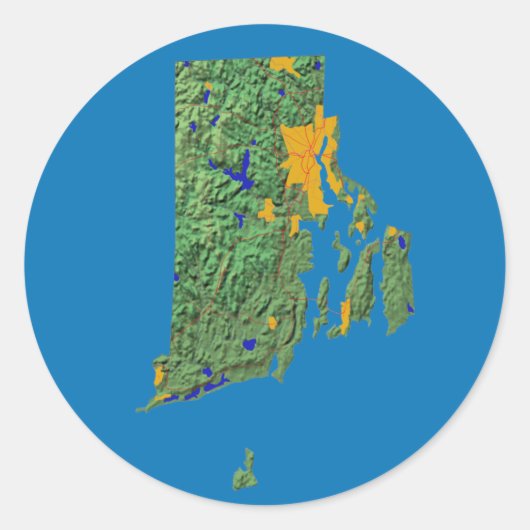 ロードアイランド地図シール ラウンドシール (正面)