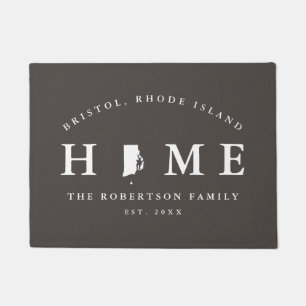 ロードアイランド州のグレーとホワイトの地図 ドアマット