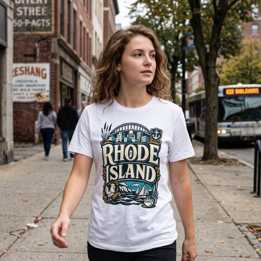 ロードアイランド州の伝統ある海岸の帆船アート Tシャツ