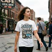 ロードアイランド州の伝統ある海岸の帆船アート Tシャツ