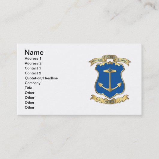 ロードアイランド州の武器 名刺 (正面)