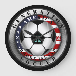 ロードアイランド州ジェネレーションXアメリカンサッカー ラージ壁時計