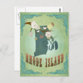 ロードアイランド州マップ – 緑 ポストカード (正面/裏面)