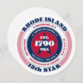 ロードアイランド州円形タイポグラフィフラットカード (正面/裏面)