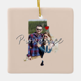 ロードアイランド州写真の挿入と町名 セラミックオーナメント