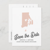 ロードアイランド州宛先ウェディング任意の色 案内ポストカード (正面/裏面)