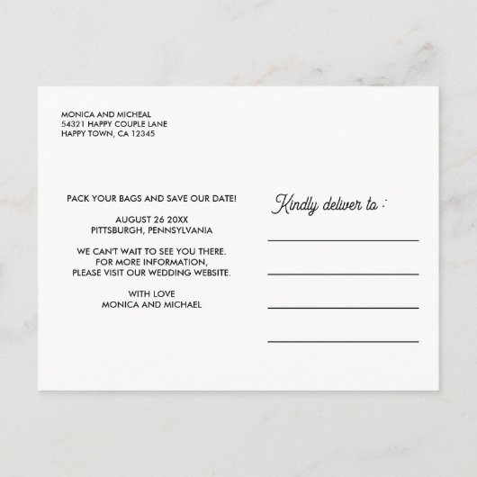 ロードアイランド州宛先ウェディング任意の色 案内ポストカード (裏面)