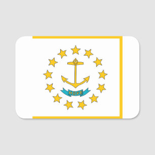 ロードアイランド州旗と愛国的な名前タグ 名札