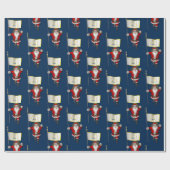 ロードアイランド州旗をもつサンタクロース ラッピングペーパー (フラット)