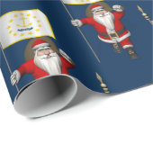 ロードアイランド州旗をもつサンタクロース ラッピングペーパー (ロールコーナー)