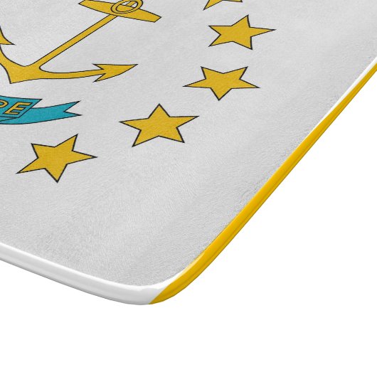 ロードアイランド州旗を持つ小さなガラスの切断ボード カッティングボード (角)