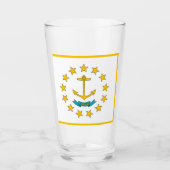 ロードアイランド州旗を持つ愛国的なガラス杯 タンブラーグラス (正面)