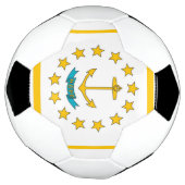 ロードアイランド州旗を持つ愛国的なサッカーボール サッカーボール (回転)