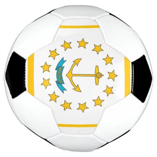ロードアイランド州旗を持つ愛国的なサッカーボール サッカーボール (回転)