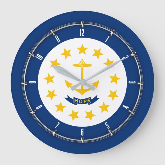 ロードアイランド州旗オンア ラージ壁時計 (正面)