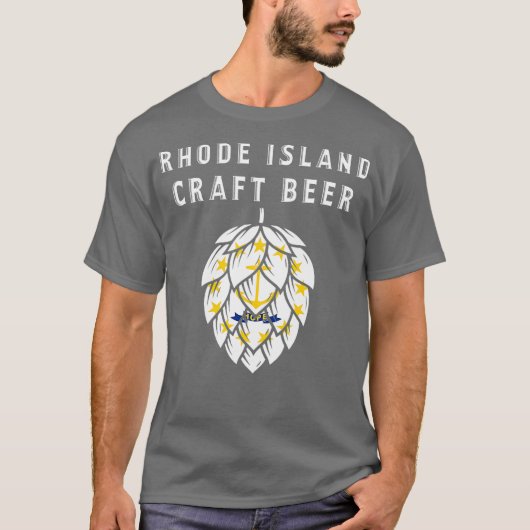 ロードアイランド州旗クラフトビールビア愛好家 Tシャツ (正面)