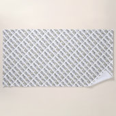 ロードアイランド州旗タイポグラフィ模様USA ビーチタオル (正面)