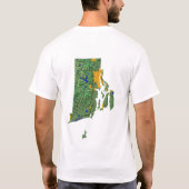 ロードアイランド州旗マップシティTシャツ Tシャツ (裏面)