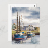 ロードアイランド帆船のニューポ絵を描ート ポストカード (正面/裏面)