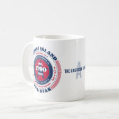 ロードアイランド愛国的な円形モノグラムマグカップ コーヒーマグカップ (正面左)