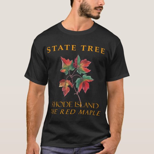 ロードアイランド準州の木、レッドメープル Tシャツ (正面)