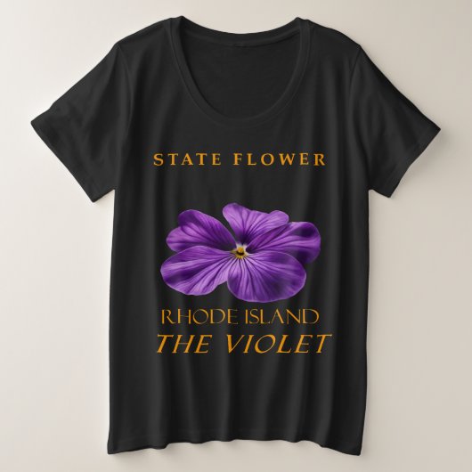 ロードアイランド準州の花 スミレ プラスサイズTシャツ (デザイン正面)
