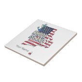 ロードアイランド統一された州レトロ州マップヴィンテージ タイル (側面)