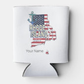 ロードアイランド統一された州レトロ州マップヴィンテージ 缶クーラー (正面)