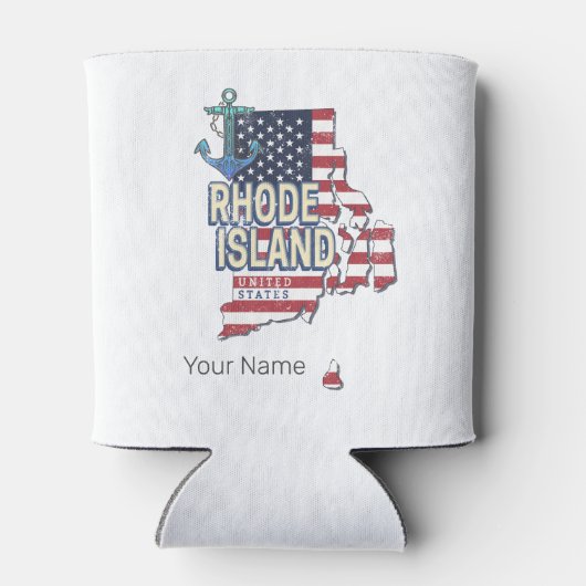 ロードアイランド統一された州レトロ州マップヴィンテージ 缶クーラー (裏面)