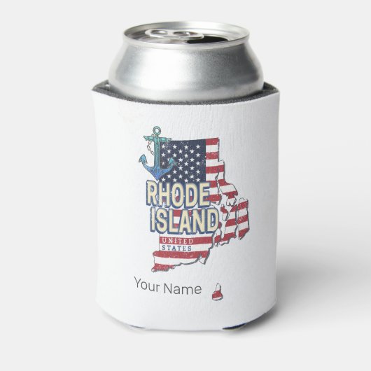 ロードアイランド統一された州レトロ州マップヴィンテージ 缶クーラー (缶裏面)