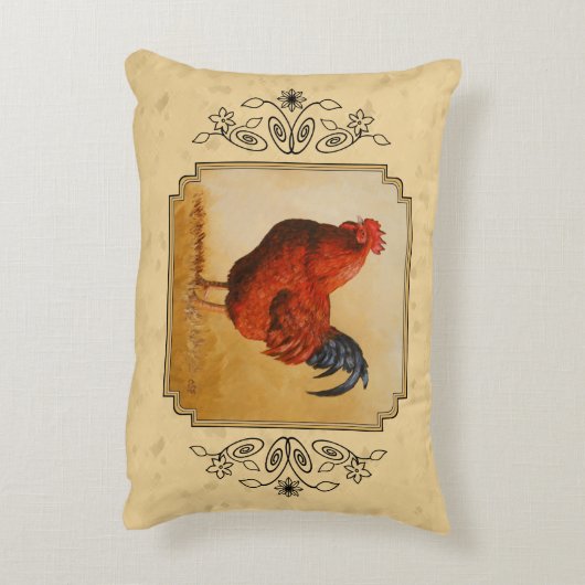 ロードアイランド赤いオードスターイエロー背景 アクセントクッション (裏面(縦))