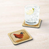 ロードアイランド赤いオードスターイエロー背景 コースター (右側)