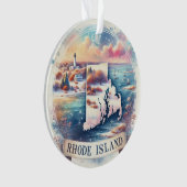 ロードアイランド雪の冬のクリスマスツリー オーナメント (正面)