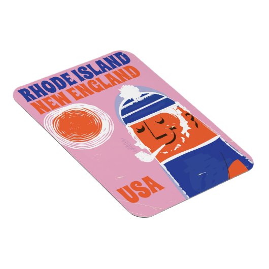 ロードアイランド、ニューイングランド漁師ヴィンテージポスター マグネット (右側)