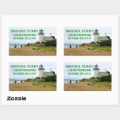 ロードアイランド、ブリストルフェリーライトハウス 長方形シール (シート)