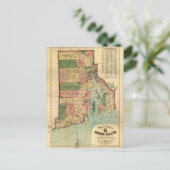 ロードアイランド&プロビデンスプランテーションの地図(1880) ポストカード (スタンド正面)