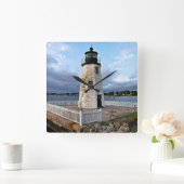 ロードアイランド、ヤギ島ライトハウス スクエア壁時計 (ホーム)