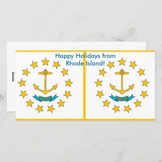 ロードアイランド、米国からの幸せな休日の旗 シーズンカード (正面/裏面)