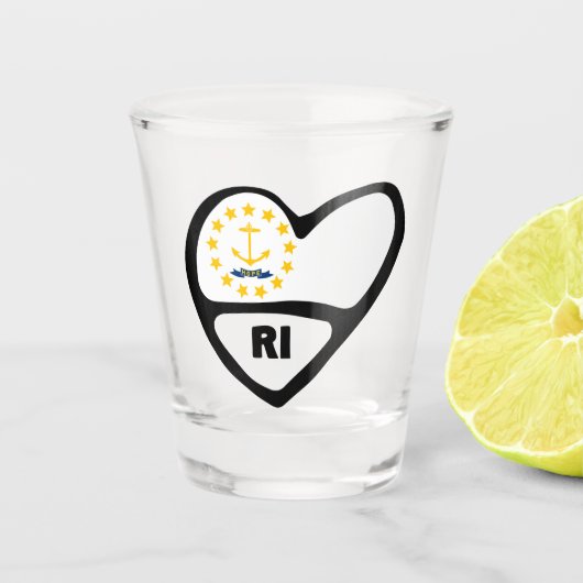 ロードアイランド、RI州旗ハートショットグラス ショットグラス (正面)