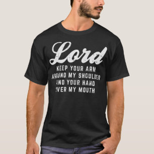 ロードアームショルダーハンドマウスゴッドイエス祈りの言葉Chri Tシャツ