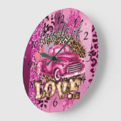 ロードオブラブピンクトラックホームデコール ラージ壁時計 (傾斜)