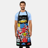 ロードカラフルシンボルや象徴パーソナライズされた名前をカスタムする エプロン (着用した状態)