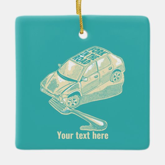 ロードカー事故でフォーク セラミックオーナメント (正面)