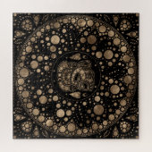 ロードガネシャ金ゴールドアンドブラックドットアート ジグソーパズル (横)