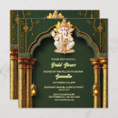 ロードガネッシュグリーン金ゴールドペイズリーエレガントアーチシック シーズンカード (正面/裏面)