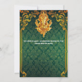 ロードガネッシュグリーン金ゴールドペイズリーラグジュアリーインディアン 招待状 (裏面)