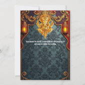 ロードガネッシュブルー金ゴールドラグジュアリーインディアン結婚ズ 招待状 (裏面)